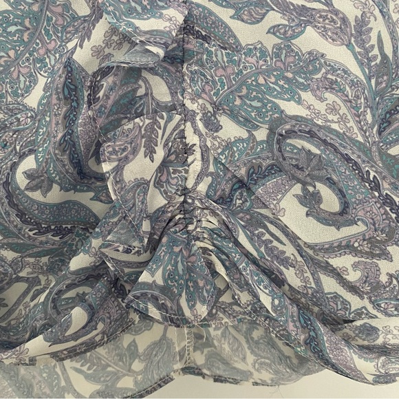 For Love & Lemons Annabelle Mini Skirt purple paisley size small ruched chiffon - Picture 11 of 12